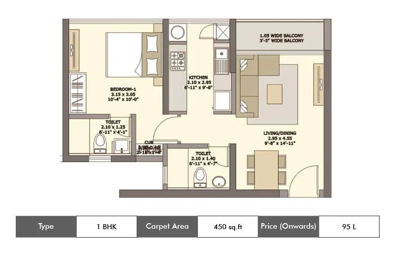 1 BHK Floor Plan